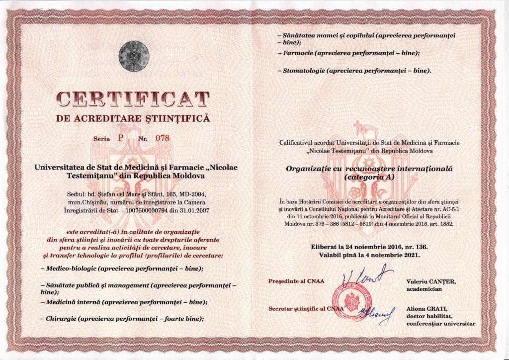 Certificat de acreditare